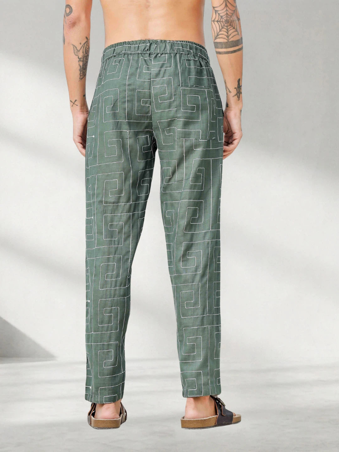 House Of Koala Olive Linen Blend Textured All Day Pants
