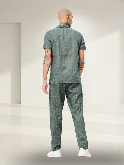 House Of Koala Olive Linen Blend Textured All Day Pants