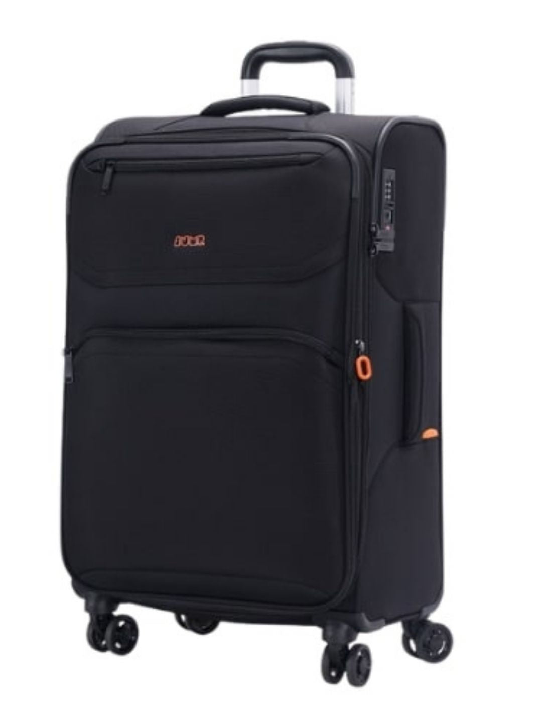 JUMP Moorea MX04 Black Medium-66cm Softsided Expandable Luggage with 8 Wheels and TSA Lock