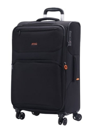 JUMP Moorea MX04 Black Medium-66cm Softsided Expandable Luggage with 8 Wheels and TSA Lock
