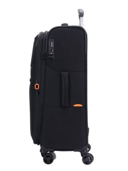 JUMP Moorea MX04 Black Medium-66cm Softsided Expandable Luggage with 8 Wheels and TSA Lock