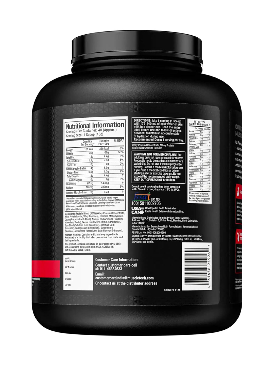 Muscletech Nitro Tech Whey Protein Powder 1.81 kg