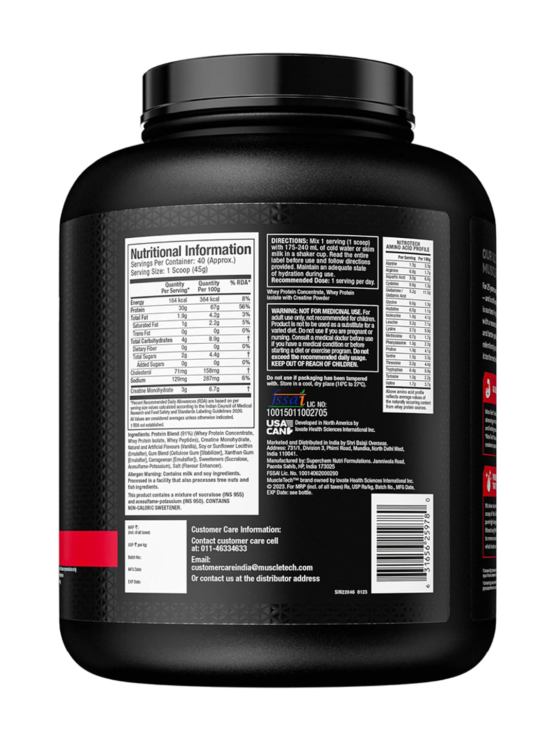 Muscletech Nitro Tech Whey Protein Powder 1.81 kg