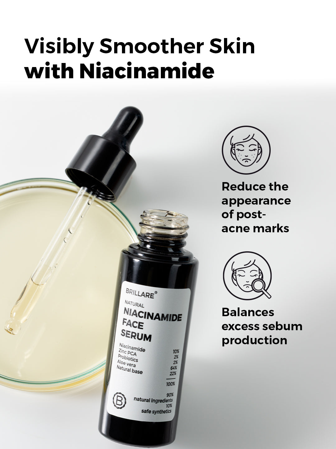 Brillare 10% Niacinamide Serum For Smooth, Glowing Skin (30ml)
