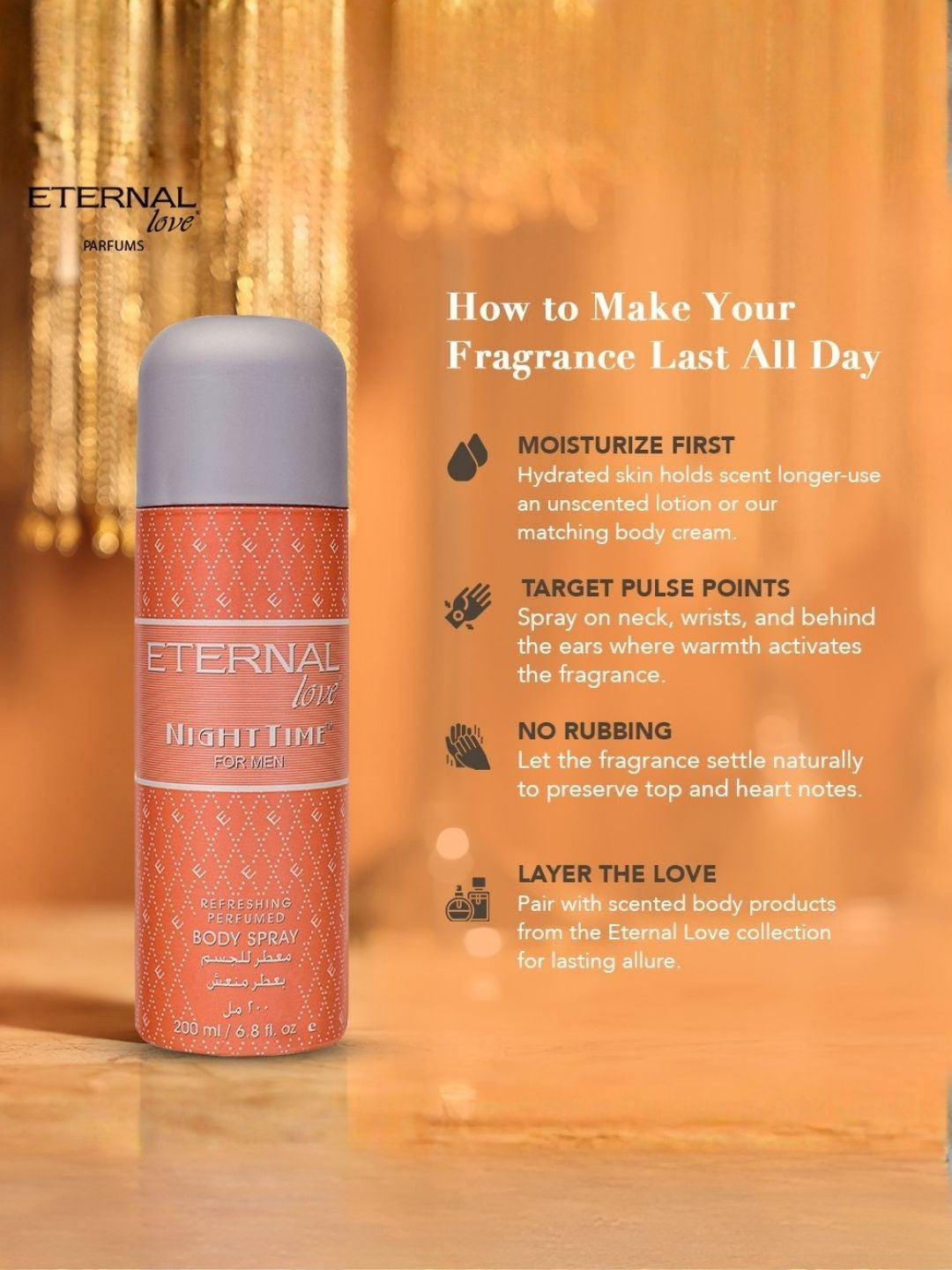 ETERNAL LOVE BODY SPRAY 200ML NIGHT TIME MEN