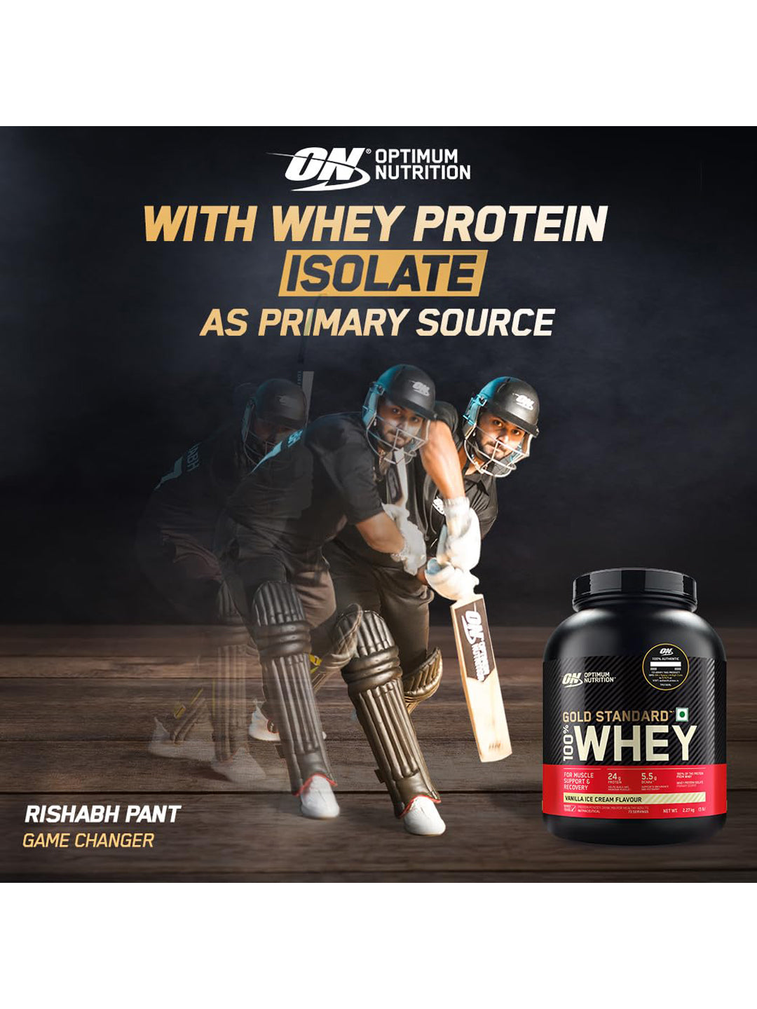 ON Gold Standard 100% Whey Protein Vanilla Ice Cream Powder 2.27kg