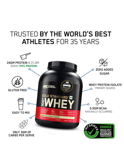 ON Gold Standard 100% Whey Protein Vanilla Ice Cream Powder 2.27kg
