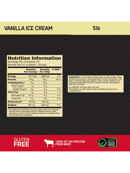 ON Gold Standard 100% Whey Protein Vanilla Ice Cream Powder 2.27kg