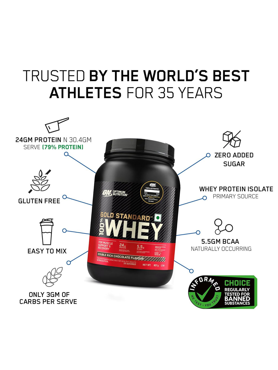 ON Gold Standard 100% Whey Protein Powder 907 g