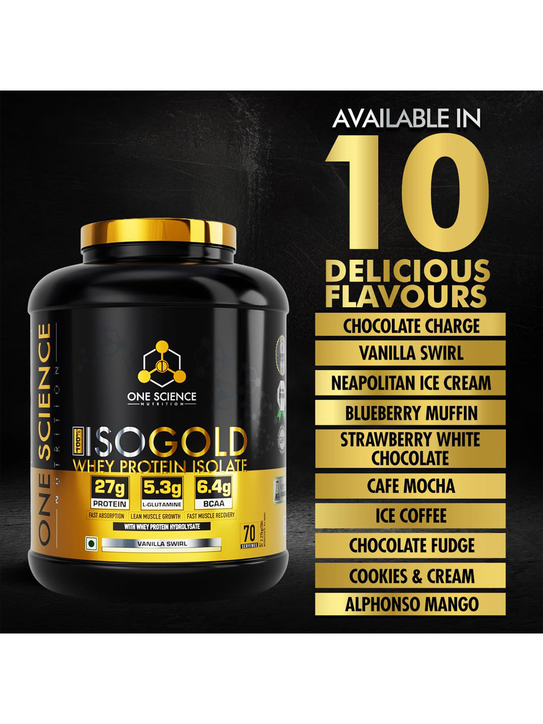 One Science Nutrition IsoGold Whey Protein Isolate Powder 2.27 kg
