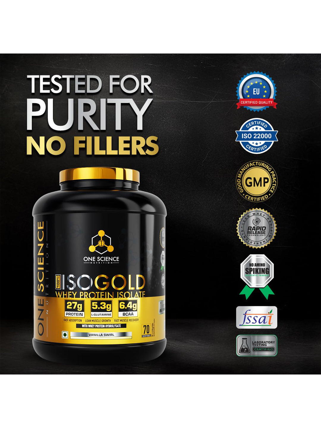 One Science Nutrition IsoGold Whey Protein Isolate Powder 2.27 kg