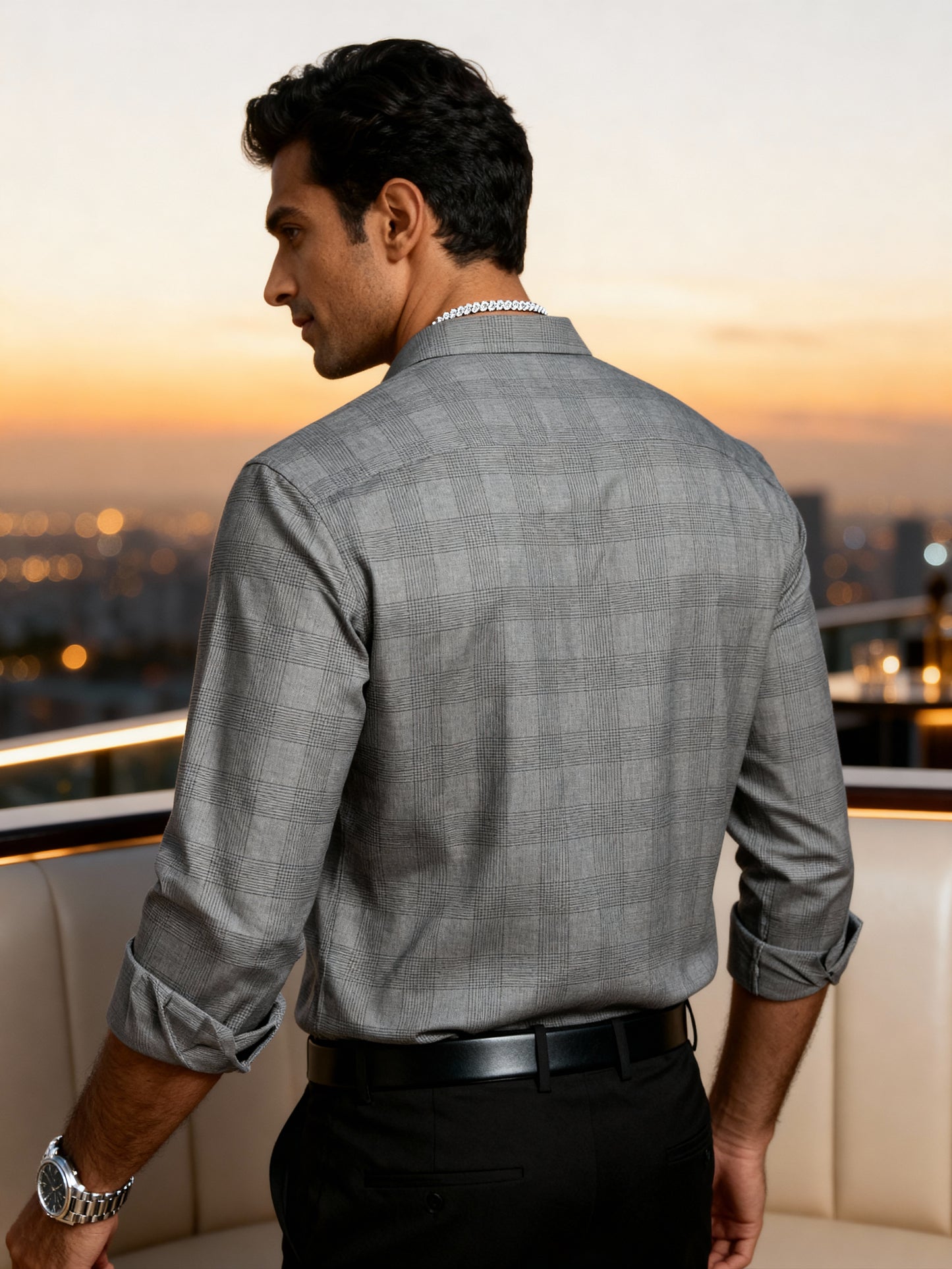 The Paribito Grey Cotton Party Shirt