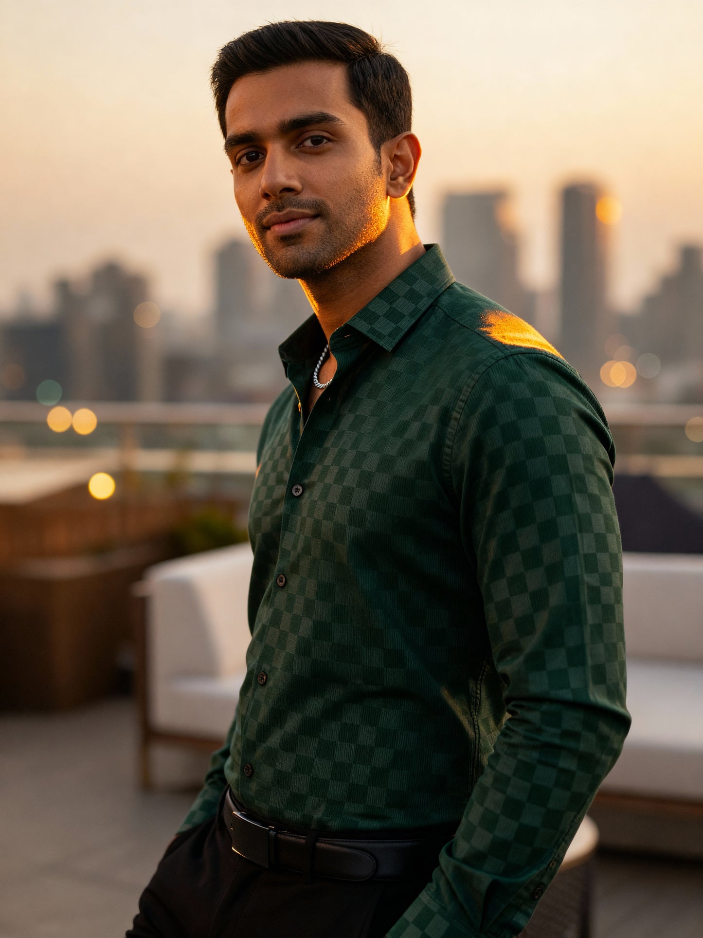 The Paribito Dark Green Cotton Party Shirt