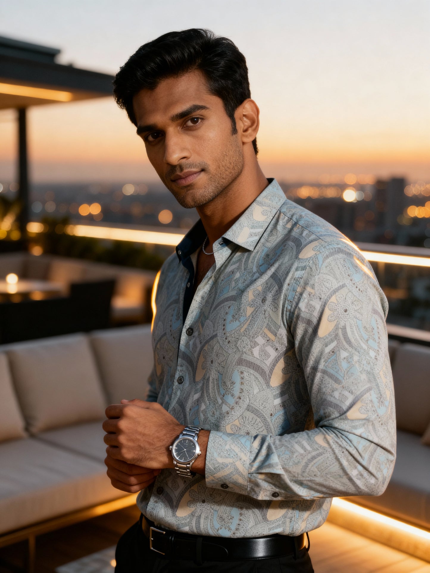 The Paribito Grey Cotton Party Shirt