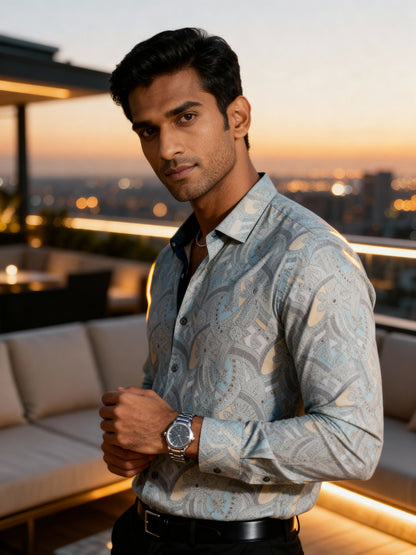 The Paribito Grey Cotton Party Shirt