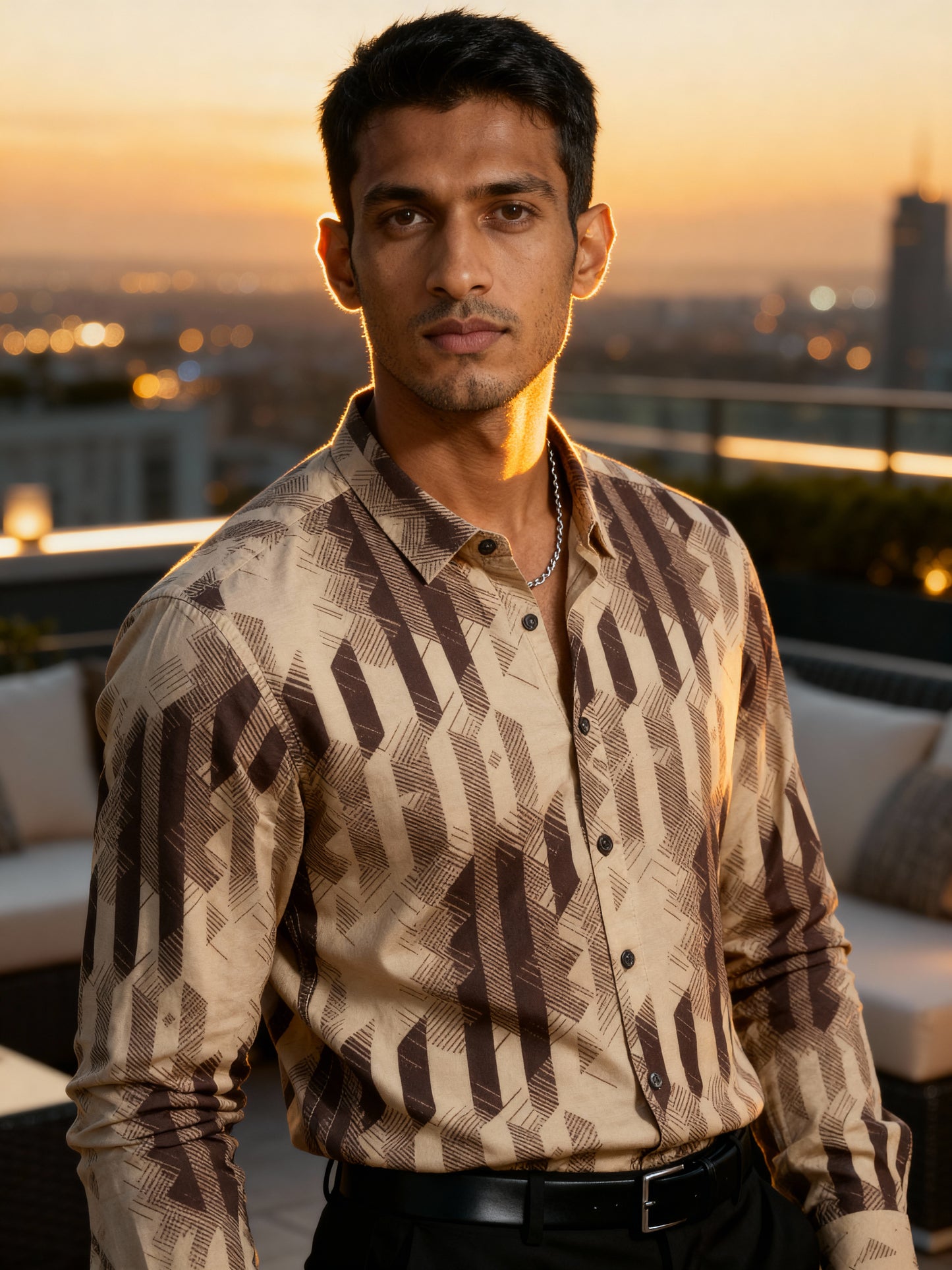 The Paribito Brown Crepe Party Shirt