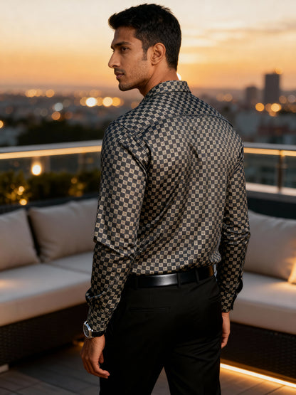 The Paribito Black Polly Silk Party Shirt