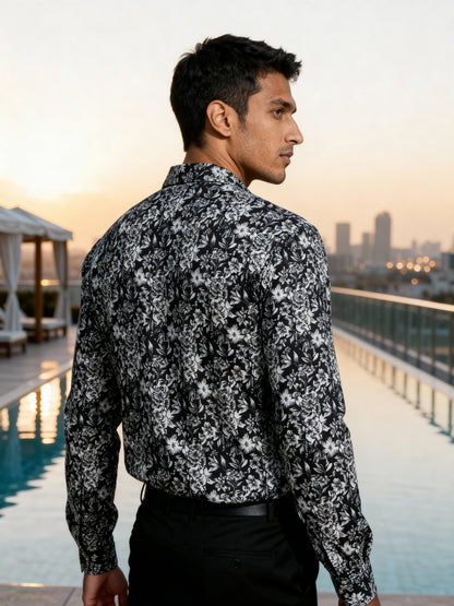 The Paribito Black Crepe Party Shirt