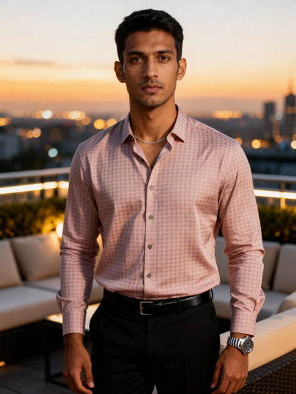 The Paribito Pink Satin Party Shirt