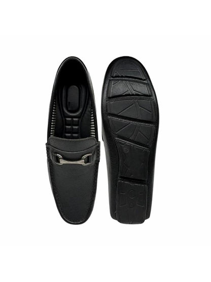 Shoe Bazar Men's Black Leather Loafers