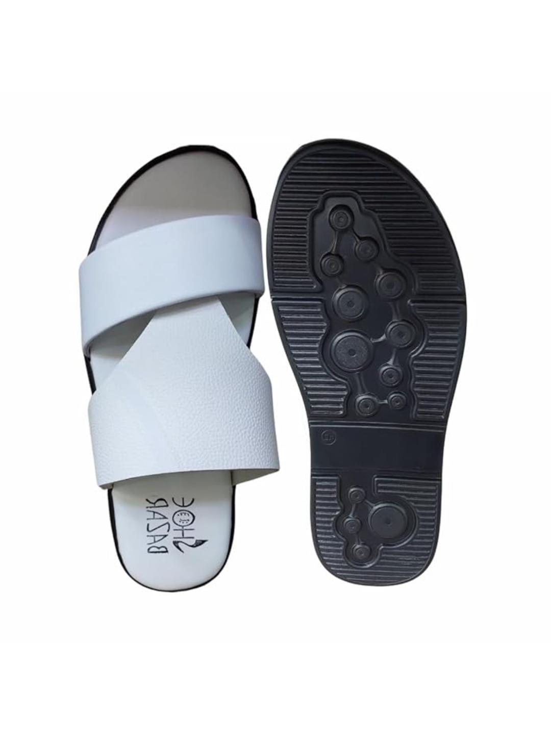 Shoe Bazar White Genuine Leather Sandals for Men