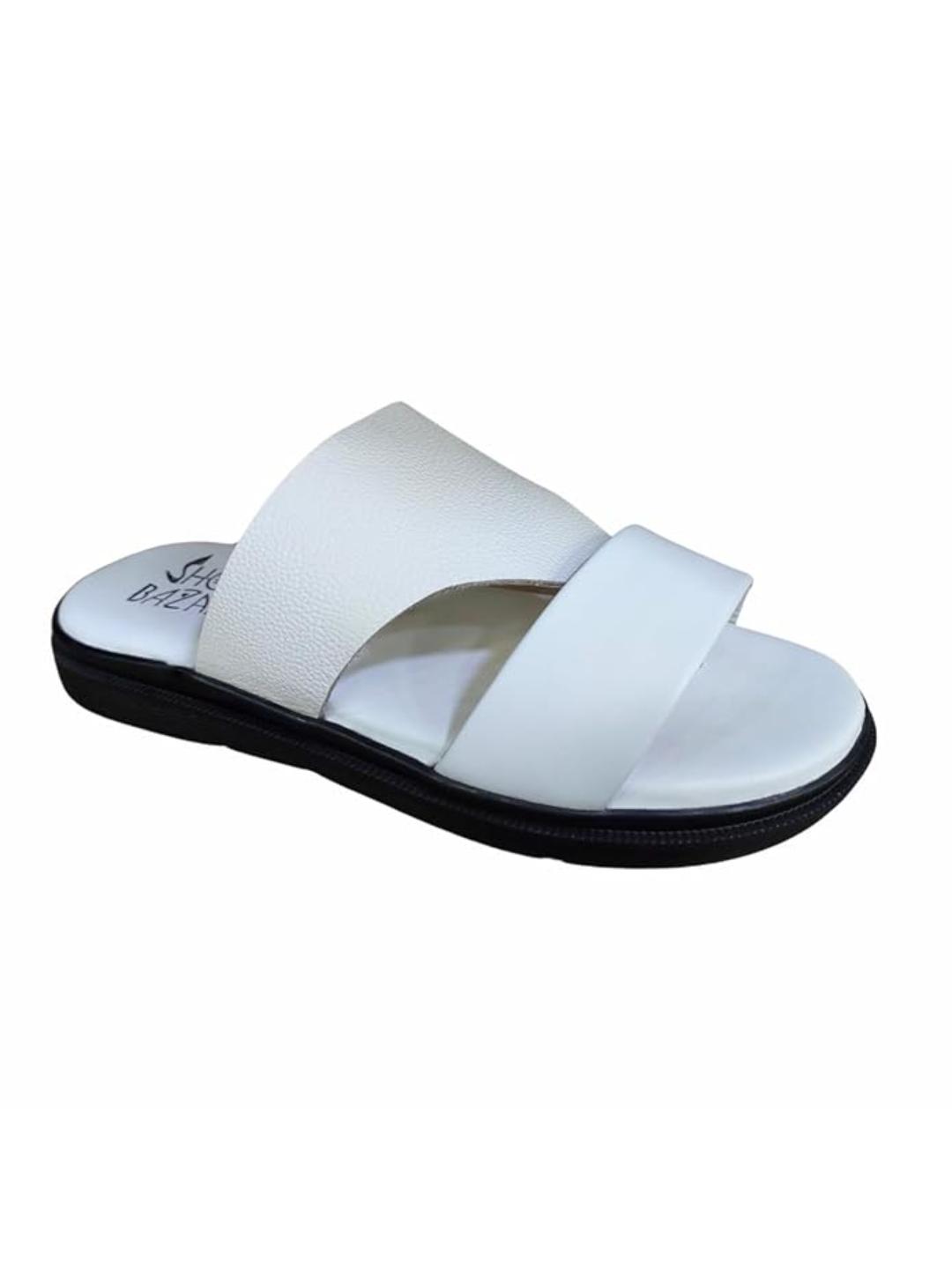 Shoe Bazar White Genuine Leather Sandals for Men