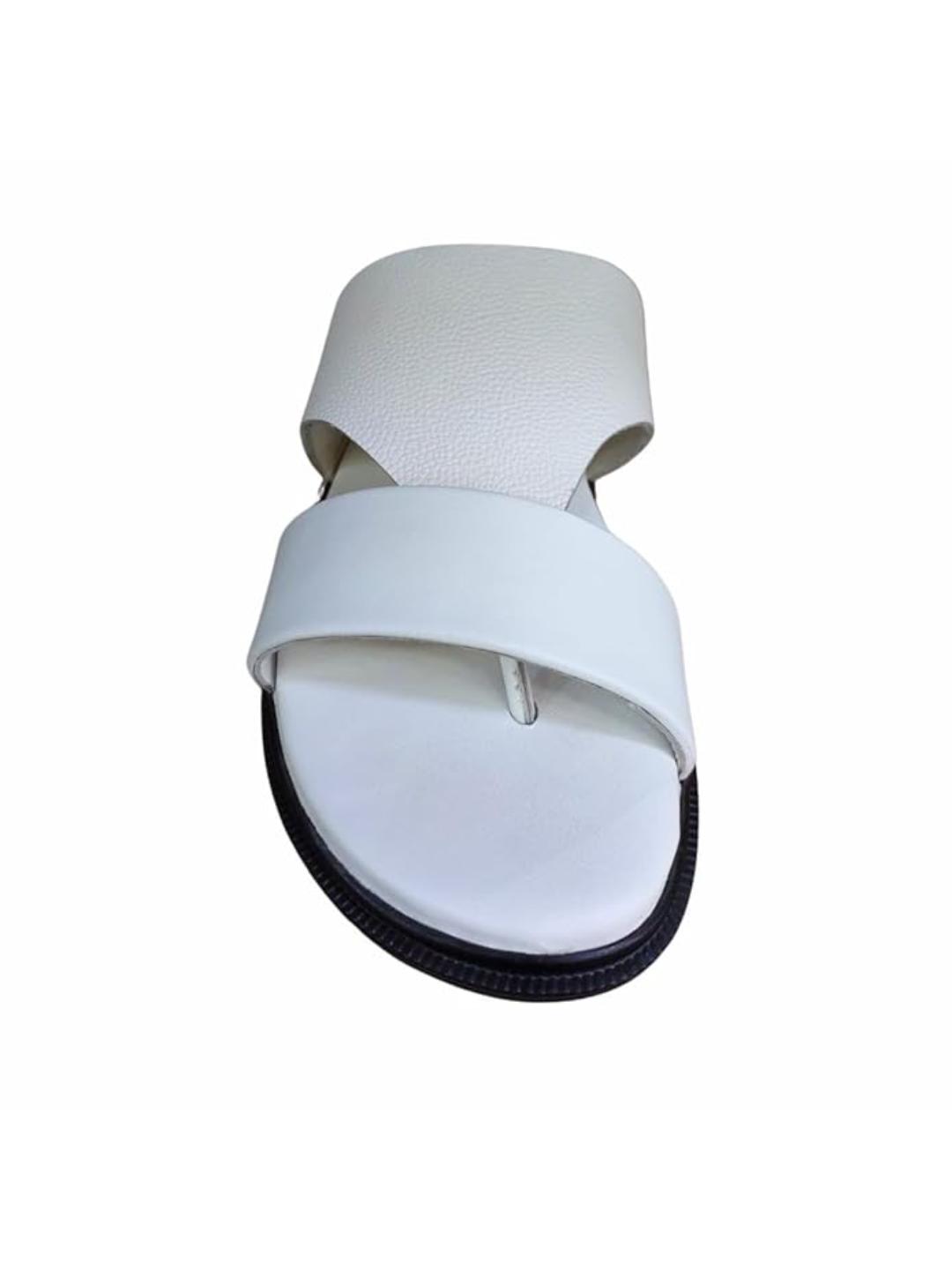 Shoe Bazar White Genuine Leather Sandals for Men