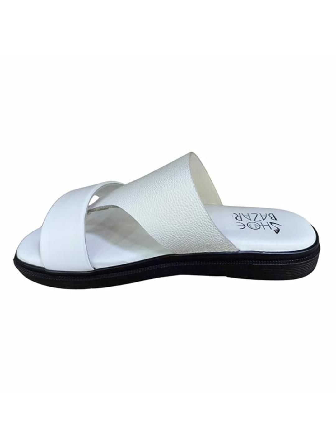 Shoe Bazar White Genuine Leather Sandals for Men