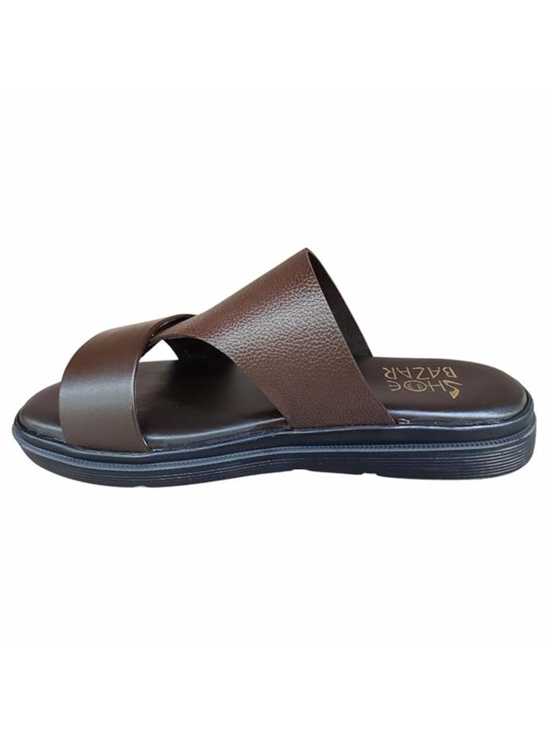 Shoe Bazar Brown Genuine Leather Sandals for Men