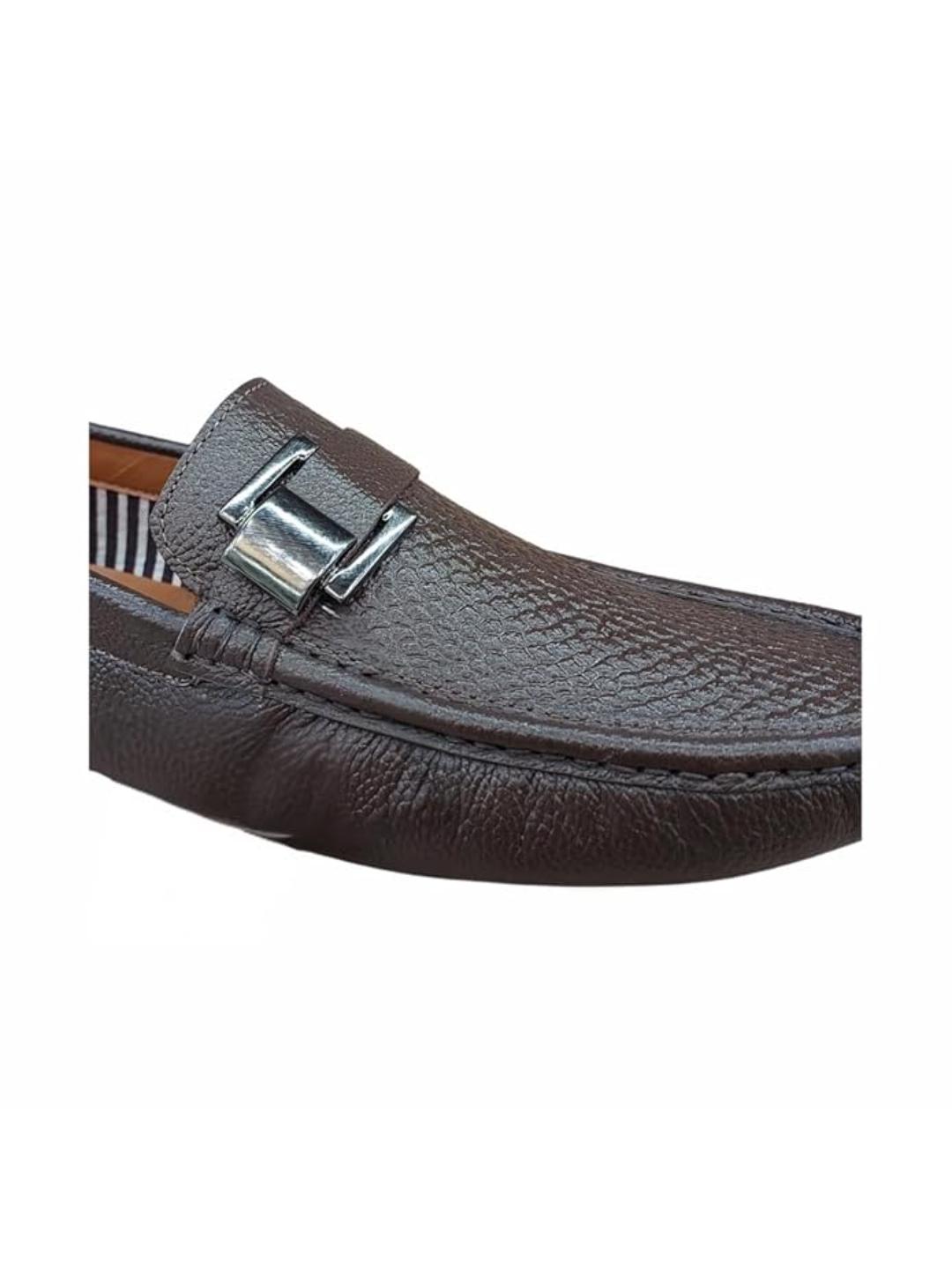 Shoe Bazar Brown Genuine Leather Loafers for Men