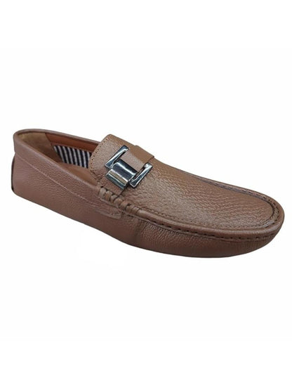 Shoe Bazar Tan Genuine Leather Loafers for Men