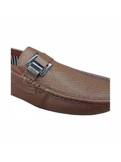 Shoe Bazar Tan Genuine Leather Loafers for Men