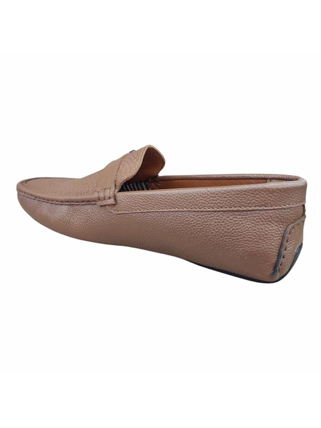 Shoe Bazar Tan Genuine Leather Loafers for Men