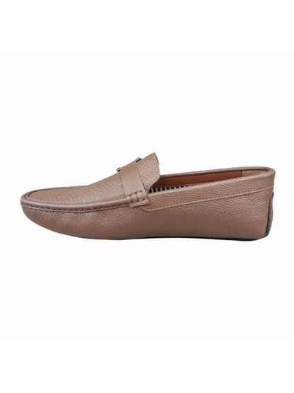 Shoe Bazar Tan Genuine Leather Loafers for Men