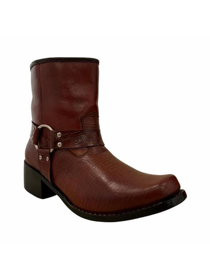Shoe Bazar Tan Genuine Leather Cowboy Boots For Men