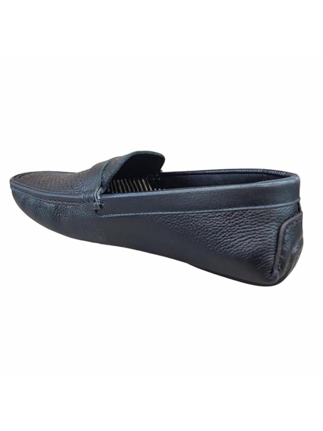 Shoe Bazar Black Genuine Leather Loafers for Men