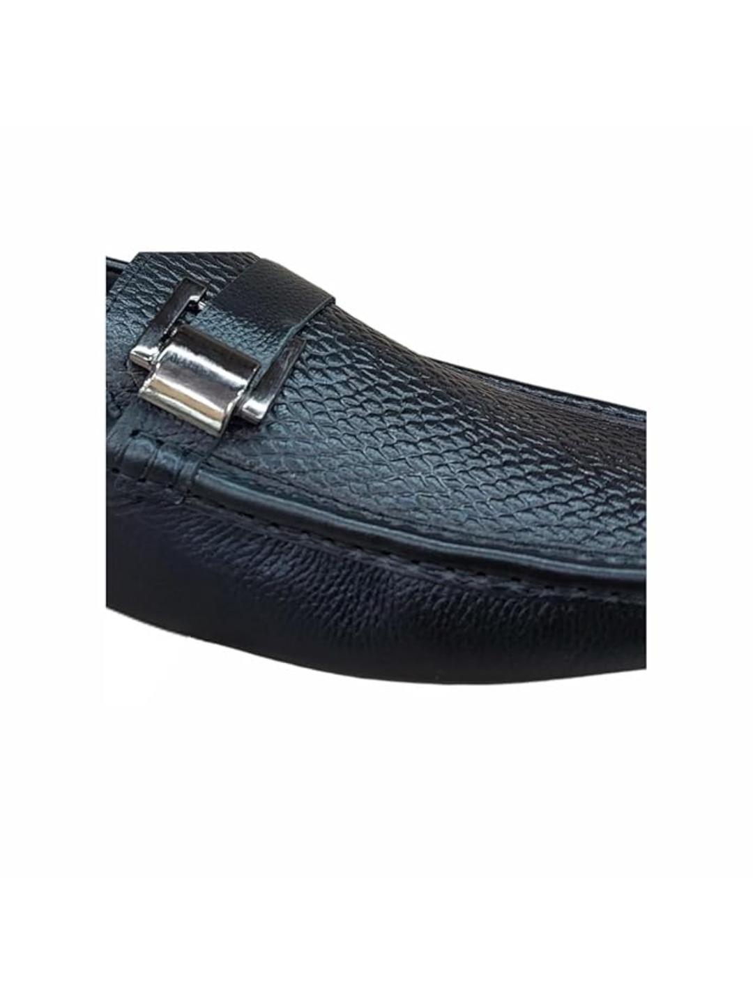Shoe Bazar Black Genuine Leather Loafers for Men