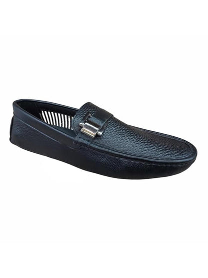 Shoe Bazar Black Genuine Leather Loafers for Men