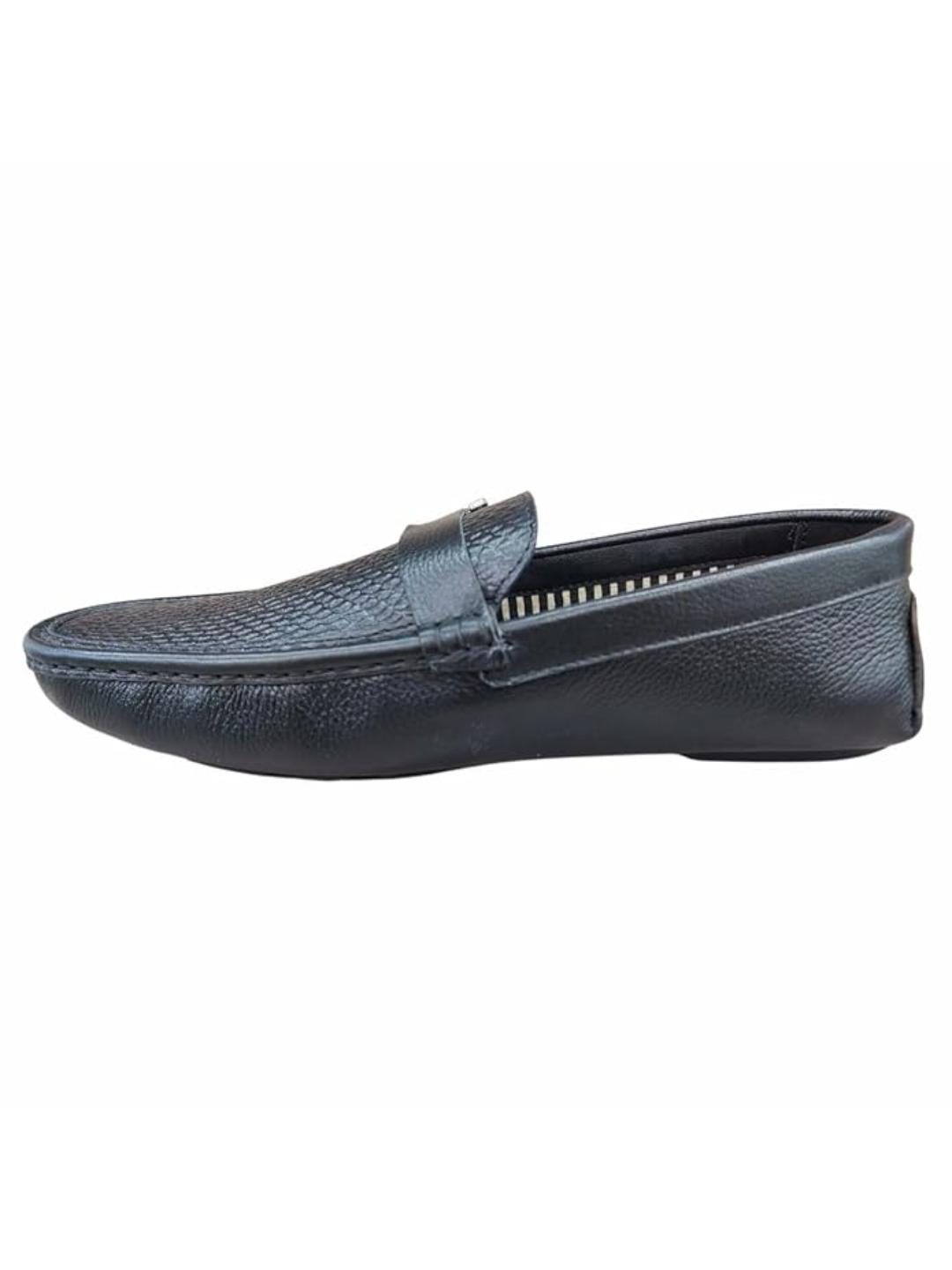 Shoe Bazar Black Genuine Leather Loafers for Men