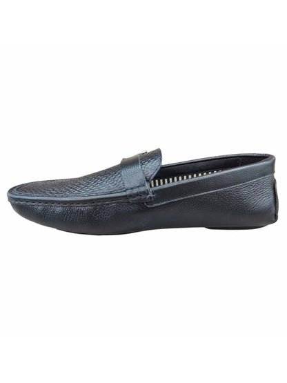 Shoe Bazar Black Genuine Leather Loafers for Men