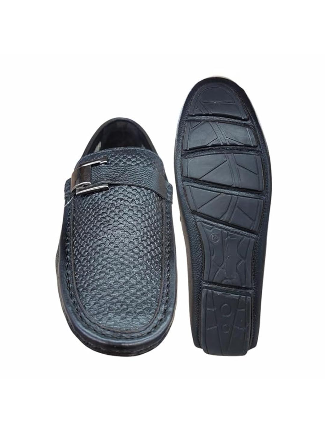 Shoe Bazar Black Genuine Leather Loafers for Men