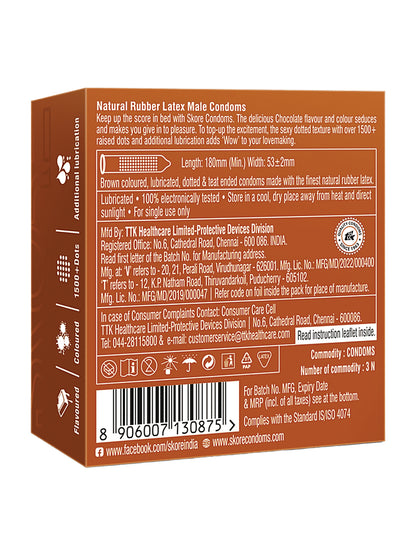Skore 1500+Dots Chocolate Flavoured Condoms (Additional Lubrication)