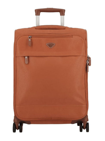 JUMP Uppsala Trolley Bag-Terracota-Cabin-20 inches Expandable Polysuede Material with Leather Trimmings Softsided Carry-on 8 Wheels Travel Bag Fashion Bag for Men and Women