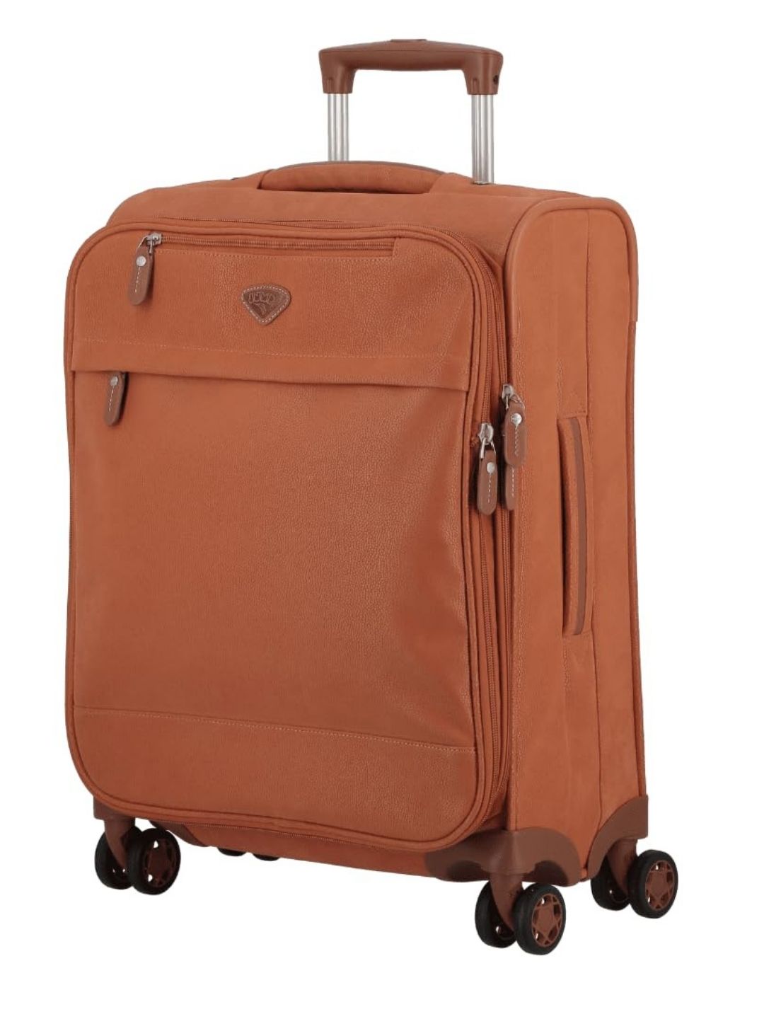 JUMP Uppsala Trolley Bag-Terracota-Cabin-20 inches Expandable Polysuede Material with Leather Trimmings Softsided Carry-on 8 Wheels Travel Bag Fashion Bag for Men and Women