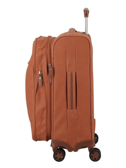 JUMP Uppsala Trolley Bag-Terracota-Cabin-20 inches Expandable Polysuede Material with Leather Trimmings Softsided Carry-on 8 Wheels Travel Bag Fashion Bag for Men and Women