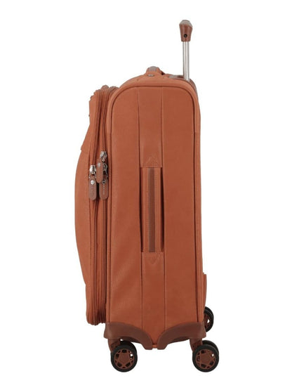JUMP Uppsala Trolley Bag-Terracota-Cabin-20 inches Expandable Polysuede Material with Leather Trimmings Softsided Carry-on 8 Wheels Travel Bag Fashion Bag for Men and Women