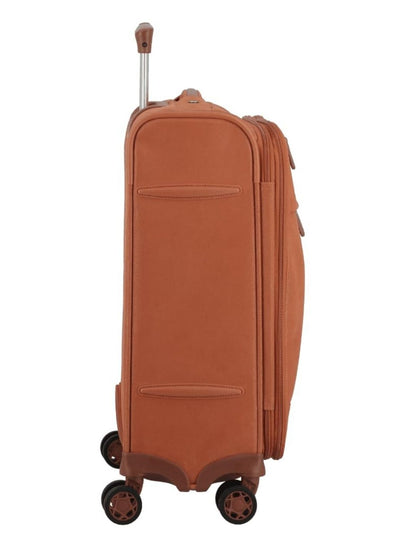 JUMP Uppsala Trolley Bag-Terracota-Cabin-20 inches Expandable Polysuede Material with Leather Trimmings Softsided Carry-on 8 Wheels Travel Bag Fashion Bag for Men and Women