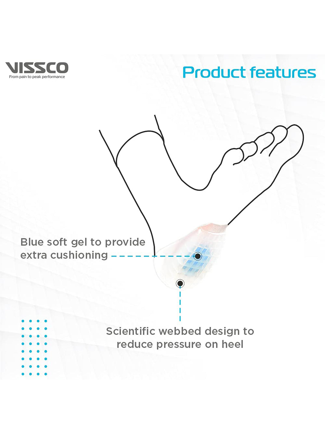 Vissco Heel Cushion with Blue Spot Foot Support - Blue